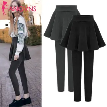 

Women Casual Long Pleated Skirt Pants Elastic Autumn, WInter Ankle Length Waist Solid Leggings