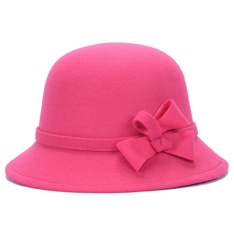 Новинка, 6 цветов, женская шляпа с бантом, Шляпа Fedora, раковина купола, холодная шерстяная шляпа из ткани, Женская толстовка, шапочка для бассейна