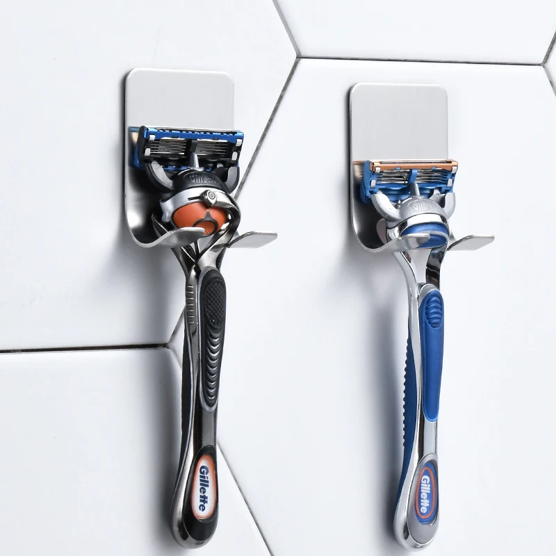 

Bathroom Organizer Storage Suction Cup Razor Rack Stainless Steel Razor Wall Hooks Bathroom Stand Shaver Shower Hangers Shelf