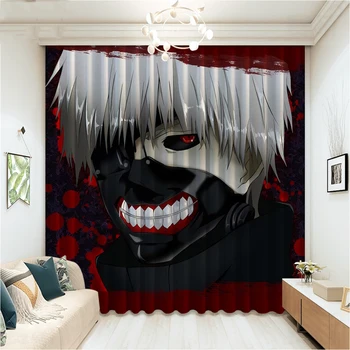 

Anime Tokyo Ghoul 2 Panels/Set Curtain Block out Fabric Drapes Thermal Insulated Window Curtains Living Room
