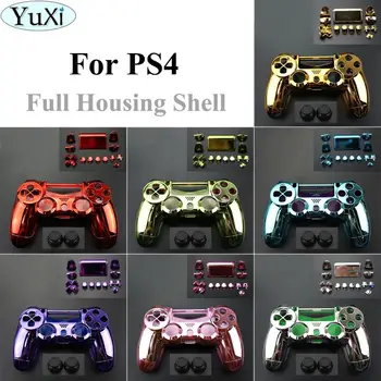 

YuXi Controller Plating Chrome Case Cover Housing Shell for Sony PS4 DualShock 4 Gamepad Outer Covering Replacement V1 Version
