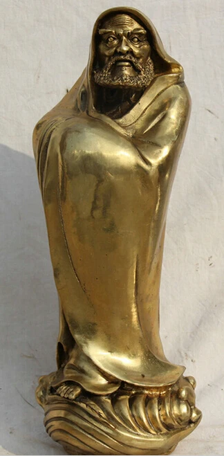 902+++ 16 Китайский буддизм латунная подставка Arhat Damo Bodhidharma Dharma статуя Будды