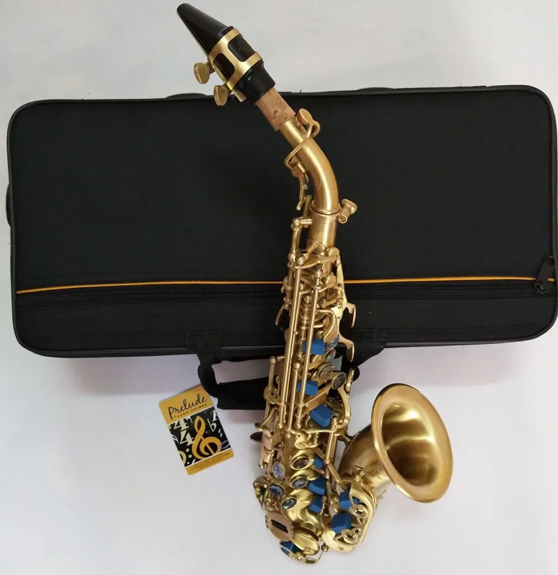 Сопрано саксофон Бронзовый саксофон Bb музыкальный инструмент сопрано саксофон изогнутый саксофон Бесплатный подарок