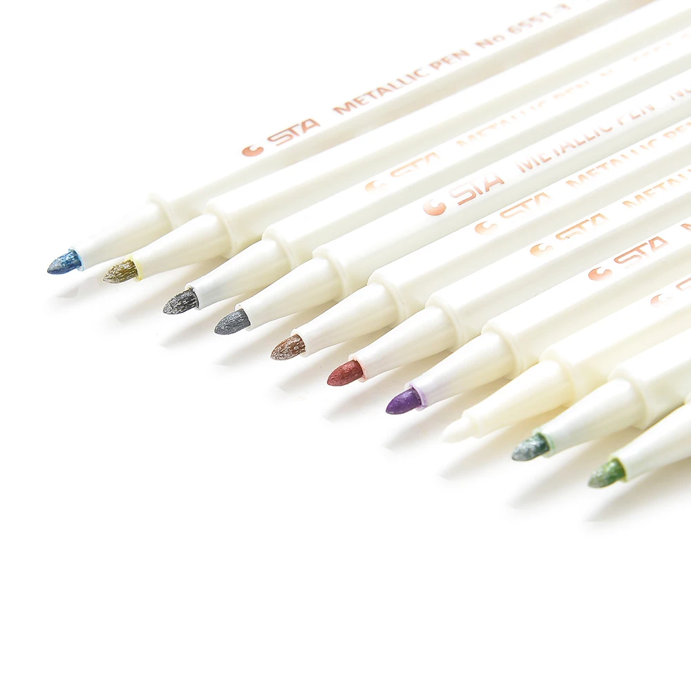 STA 10 Colors Metallic Marker Pen DIY Scrapbooking Crafts Pen Art Marker School Stationery