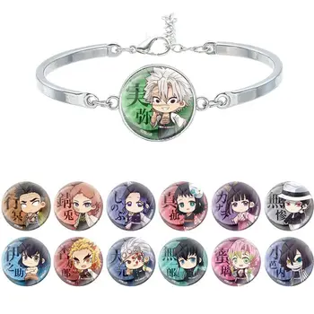 

Anime Demon Slayer: Kimetsu no Yaiba Metal bracelet , Cosplay holiday gift Time Gem Handmade Alloy Glass Bracelet Bracelet