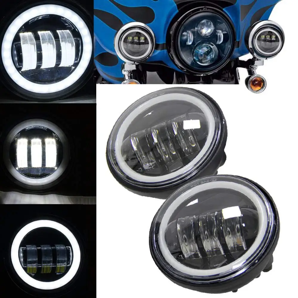 

Motorcycles Parts 2pcs 4.5 inch Motorcycle Led Fog Light DRL Led Fog Angel Eyes 30W Round4 1/2 Auxiliary Passing Lamp for Harley