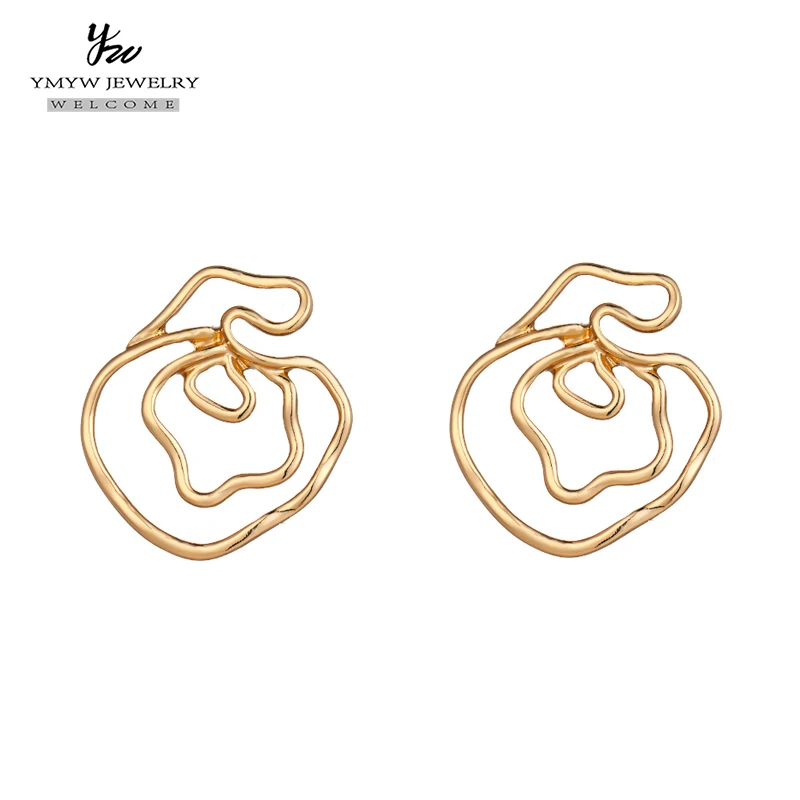 

YMYW Personalized Fashion Irregular Metal Geometric Stud Earrings Zinc Alloy Gold Earrings for Women Jewelry Earrings Bijoux