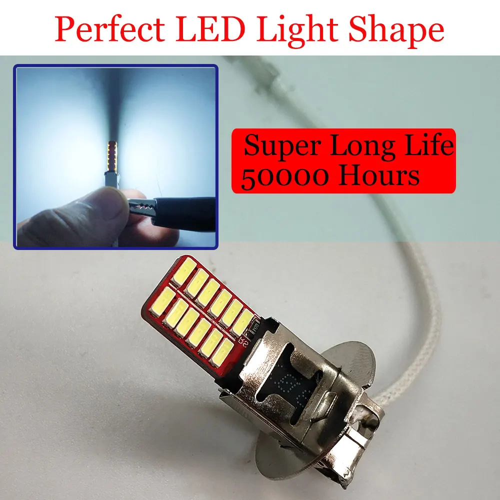 2 шт. H1 H3 светодиодных ламп супер яркий белый 24 4014SMD Светодиодные Автомобильные передние противотуманные фары светильник вождения авто дневные ходовые лампы 12V