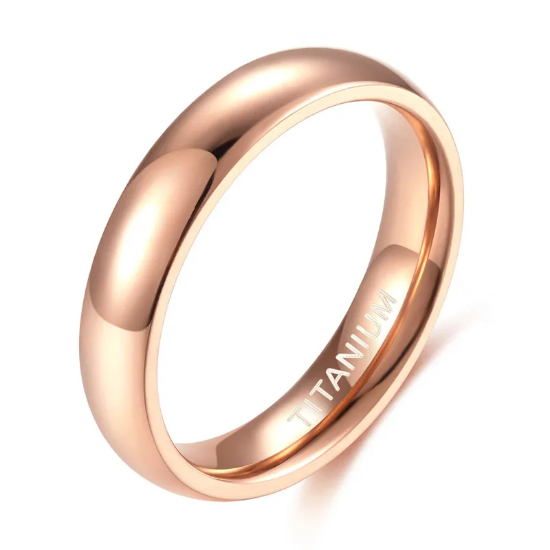 Elegant Rose Gold Tone Women's Titanium Wedding Band - 4mm Anti-Allergy, Nickel-Free Classic Design