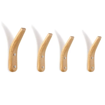 

4 Pcs Wooden Coat Hooks,Wall-Mounted Wood Wall Hanger,Coat Rack for Hanging Coats,Hats,Bags & Towels