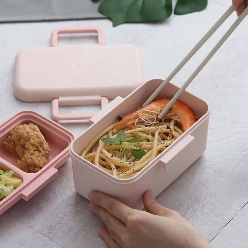 Бежевый/зеленый/розовый Ланч-бокс из бамбукового волокна Портативный экологически чистый набор посуды из микрофибры Bento box контейнер для еды для детей