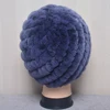Fashion Women's Cap Real Rex Rabbit Fur Winter Fur Hat For Women Russian Real Fur Knitted Cap Headgear Winter Warm Beanie Hats 3