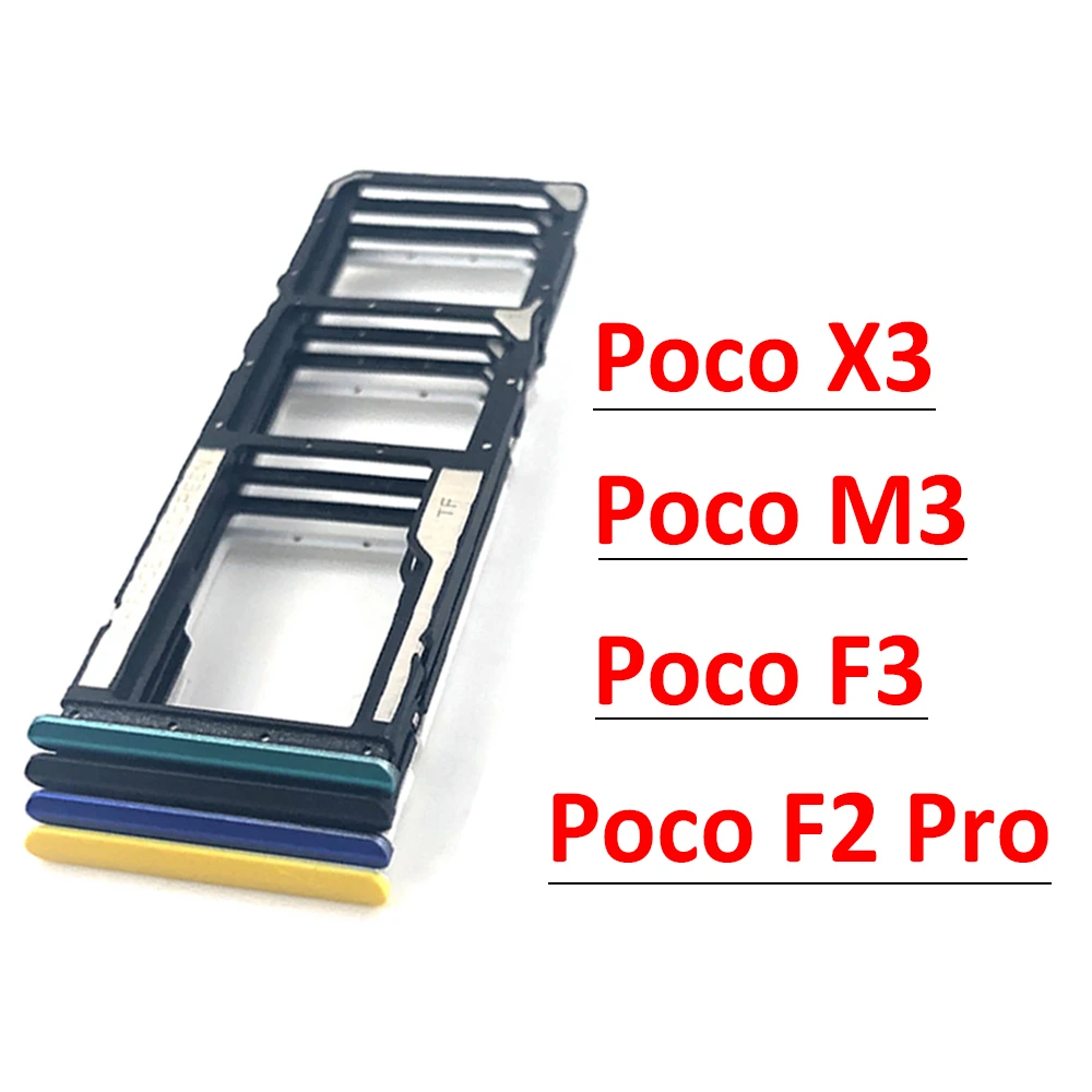 New Sim Card Slot Tray Holder For Xiaomi Poco X3 NFC / Poco M3 / Poco F3 / Poco F2 Pro SIM Tray Replacement Part samsung mobile frame