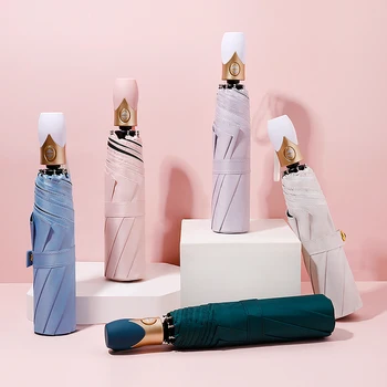 

Nordic Women's Automatic Folding Umbrella Large Parasol Solid Color Girl Sun UV Umbrella Sunny and Rainy Paraguas Gift SY346