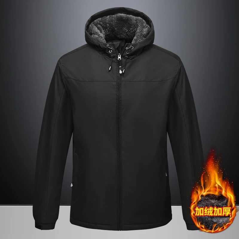 

2019 New Jacket Men Coats Plus Size 5XL Solid Color Hooded Thicked Windbreaker Mountaineering Windproof Waterproof Outdoor Coat