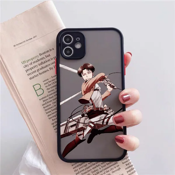 Anime Japanese Allen Attack On Titan Phone Case For Iphone 12 13Mini 11 Pro XS MAX 8 7 6 Plus X SE2020 XR Hard Fundas Coque Case black Allen 3