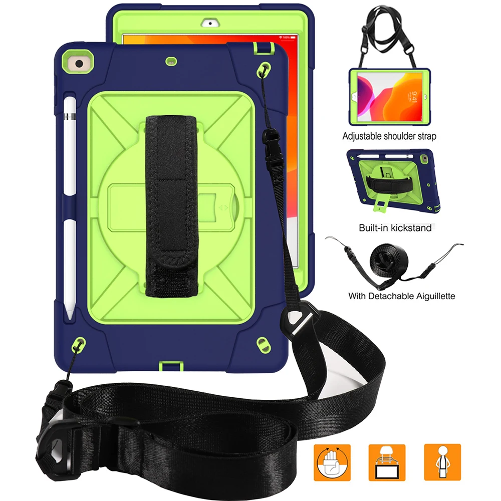 Тяжелый бронированный противоударный чехол для ipad 10,2 7th Gen A2197 A2198 A2200 10," планшет Funda Capa чехол для ipad 10,2+ плечевой ремень