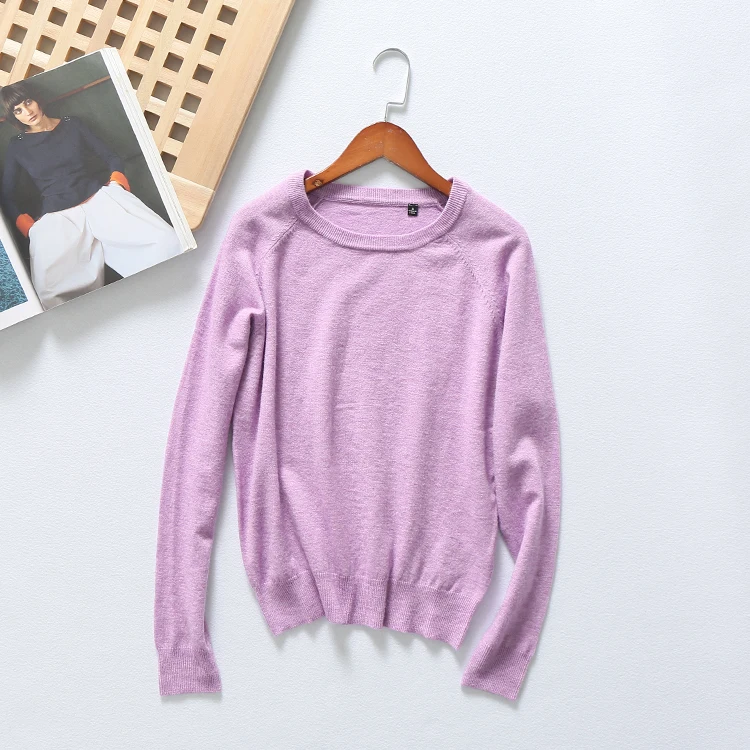 pink AOEMQ, модные свитера, 12 цветов, яркие, повседневные, зимние, теплые свитера, Круглый ворот, одноцветные пуловеры, хлопок, мягкая женская одежда - Цвет: pink