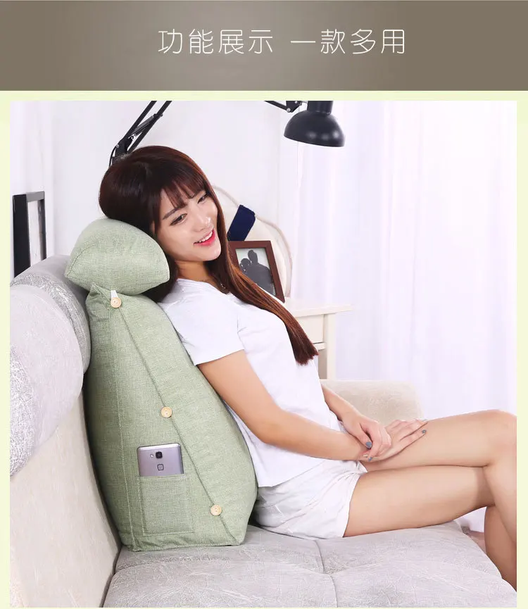 Bed Pillow cushion plain Large Pillow cotton hemp backrest office sofa sex pillow bedside cushion back cushion for back pain