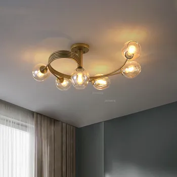 

Modern Hanging Ceiling Lamps LED Creative Amber Glass Light Fixtures Kitchen Ceiling Lighting Living Room Hanging Ceiling Light