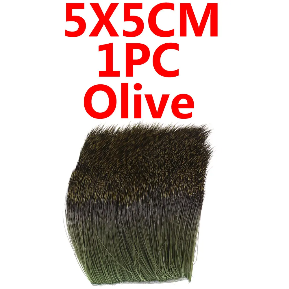 5X5 см сухая завязывание мушек лося волосы оленя патч для Caddis Zonker мышей Рыбалка завязывание мух - Цвет: olive