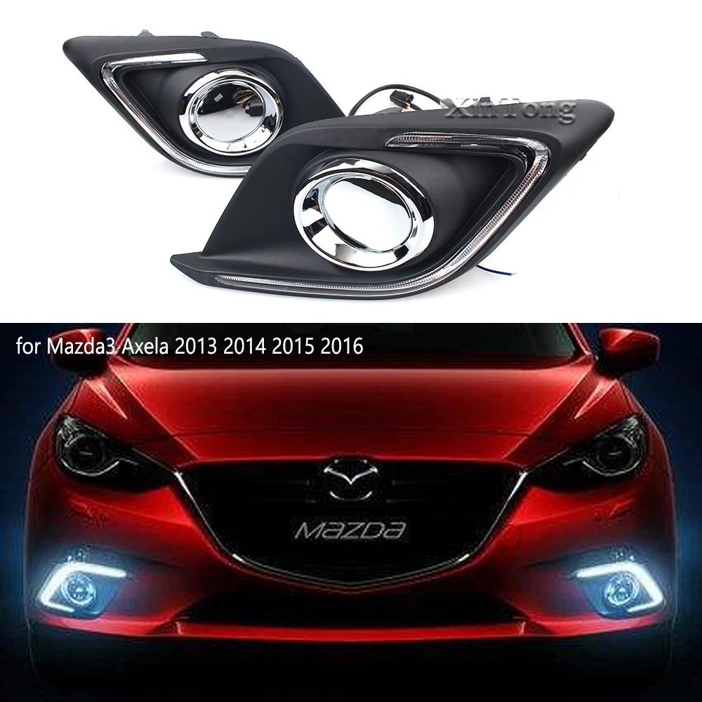 2 предмета светодиодный для Mazda 3 Mazda3 Axela 2014 2015 2016 DRL Габаритные огни с сигнал