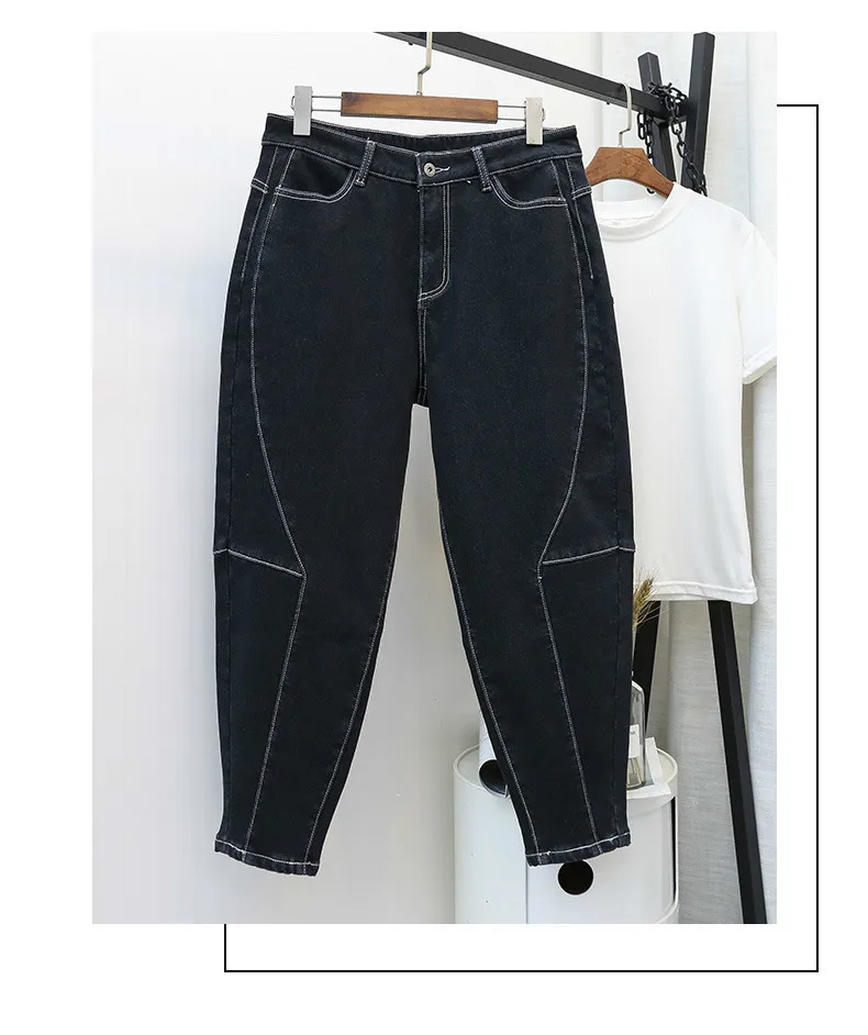 Винтажные Джинсы бойфренда для женщин мама Высокая талия джинсы черные зимние теплые флисовые шаровары брюки корейский уличная джинсовые
