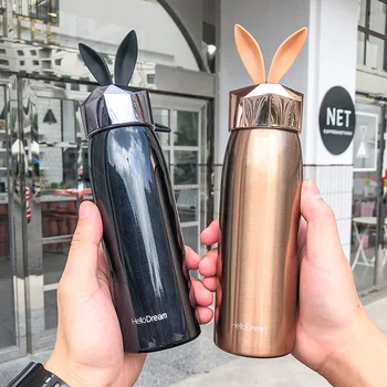 

2019 New Crystal Rabbit Creative Cartoon Vacuum Stainless Steel Thermal Cup Lovely Outdoor Sports Thermal Cup Rabbit Ears