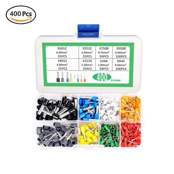 

400pcs/set AWG 22 - 10 Insulated Cord Pin End Terminal Ferrules Kit Set Wire Copper Crimp Connector Crimp Terminal