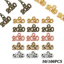 50/100 шт номер 14x9 мм год / Подвески цвета: золотистый, Серебристый сплав "сделай сам" для изготовления ювелирных изделий, подвеска для Цепочки и ожерелья браслета