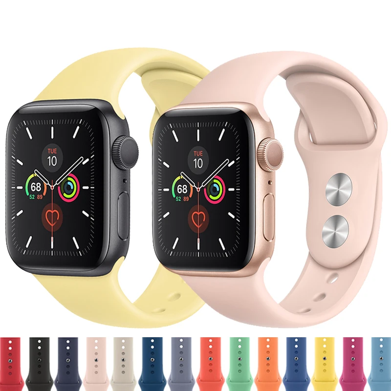 Силиконовый ремешок для Apple Watch 44 мм/40 мм ремешок для часов correa iwatch 38 мм 42 мм спортивный браслет резиновый ремешок для часов для Apple Watch 5 4 3 2 1