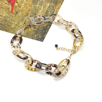 

Big Chain Choker Necklaces For Women Vintage Geometric Transparent Leopard Necklaces Fashion Female Jewelry Wedding Gift