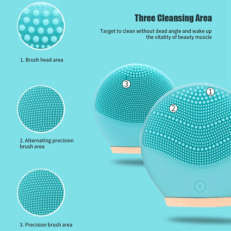 Electric Vibration Facial Cleansing Brush Skin Remove Blackhead Pore Cleanser Waterproof Silicone Face Massager For Women