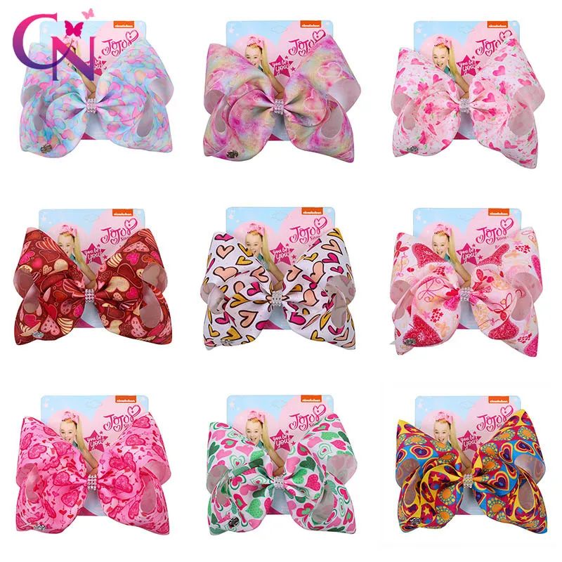 

CN 7" Valentine Jojo Bows For Girls/ Jojo Siwa Large Heart Hair Bows With Clip For Girls Bowknot Valentine Gift Hair Accessories
