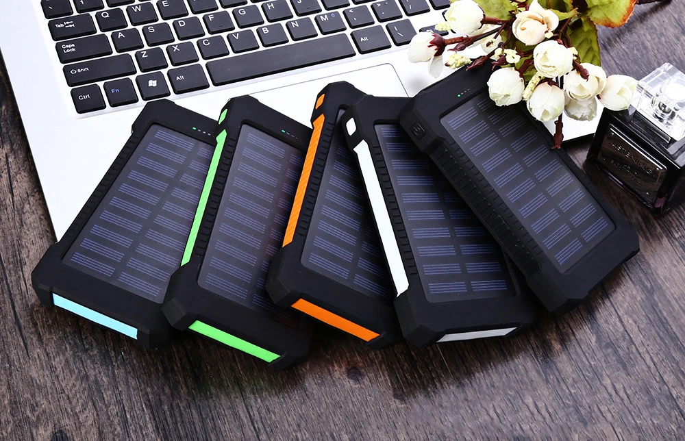 Перезаряжаемый Солнечный внешний аккумулятор 8000 мАч, двойной USB внешний аккумулятор, водонепроницаемый, для путешествий, солнечная панель, внешняя батарея, зарядка с компасом