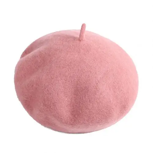 Dark Pink Женские береты на весну и зиму, шапка в стиле художника, женские шерстяные винтажные береты, однотонные кепки, женская шапка, теплая прогулочная шапка - Цвет: Dark Pink