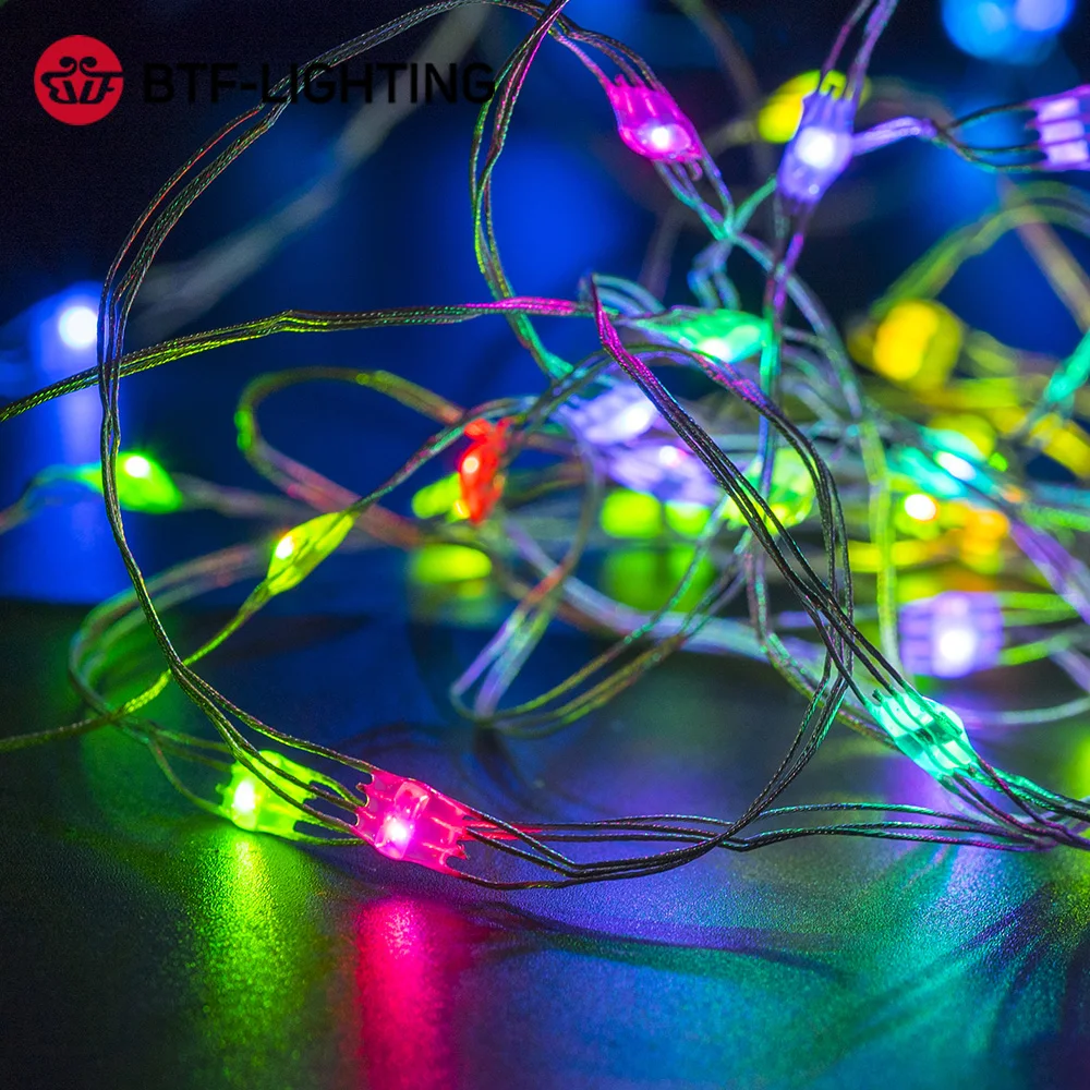 50pcs/string WS2812B RGB LED Module WS2812 IC LED Module 5-6m String Music Controller Individual Addressable 4 Color Wires DC5V