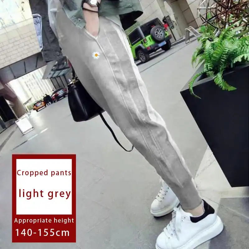 クロップドパンツ女性の小さな春と秋カジュアルハーレムスポーツパンツ冬プラスベルベット155センチメートル表示高さ140cm150cm パンツ カプリ パンツ Aliexpress
