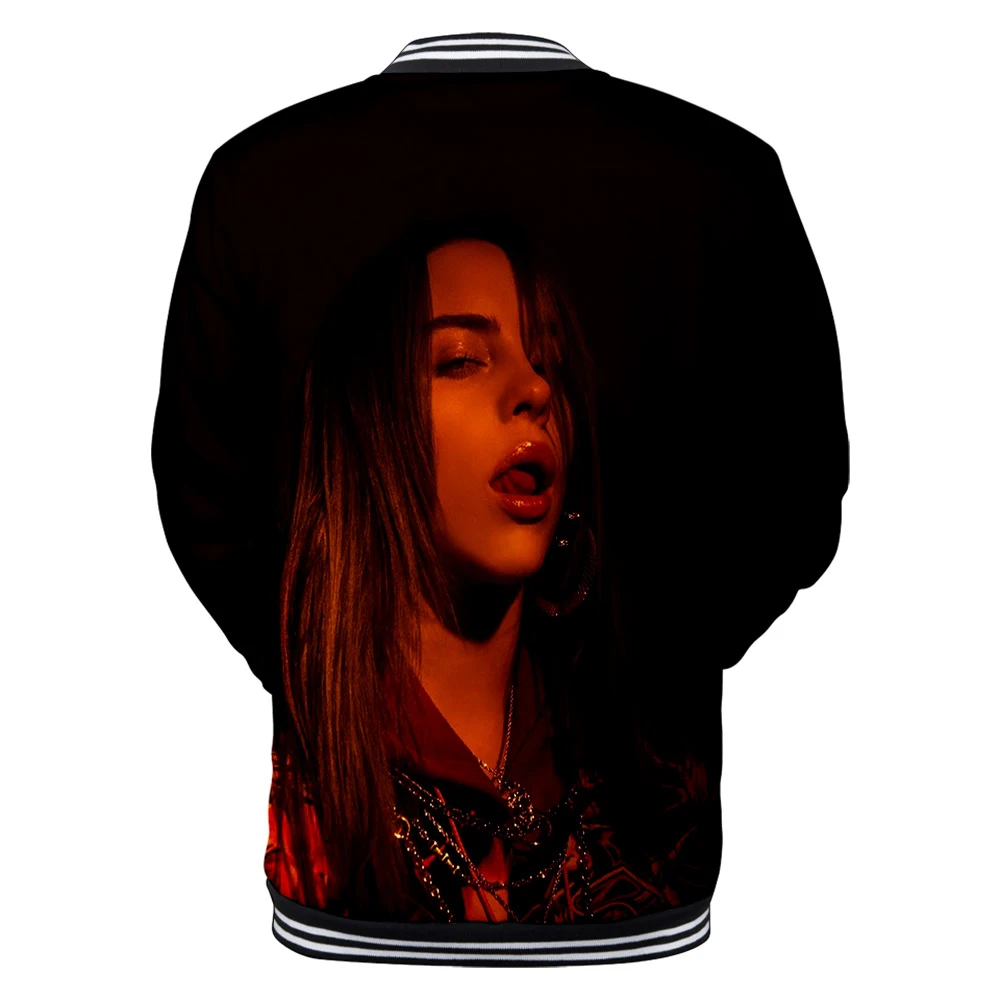 Модная бейсбольная форма для отдыха Billie Eilish3D, удобная куртка для мальчиков и девочек, Новая Черная Толстовка в стиле Харадзюку