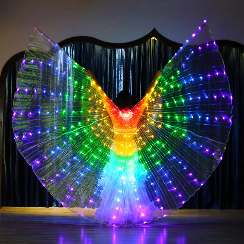 

Adult Belly Dance Accessories Led Wings with Adjustable Sticks Stage Performance Props Shining Led Wings Open 360 Degrees #PS003