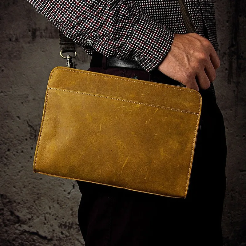 

Real Leather Man Retro Multi-function and Large-capacity Handbag