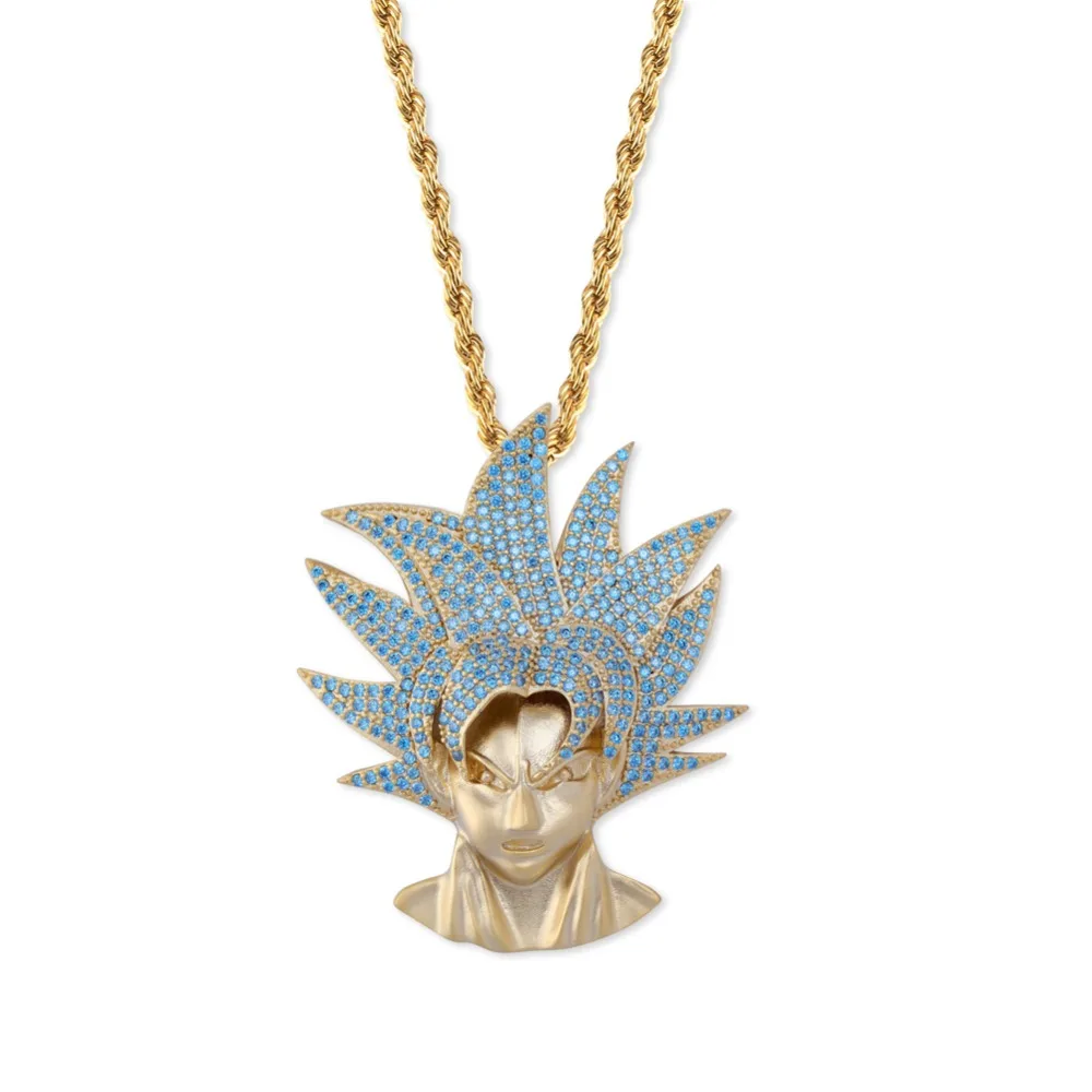 TOPGRILLZ Iced Out Dragon Ball Character Monkey King ожерелье, подвеска из золота Серебряный кубический цирконий в стиле хип-хоп Очаровательная цепочка ювелирный подарок