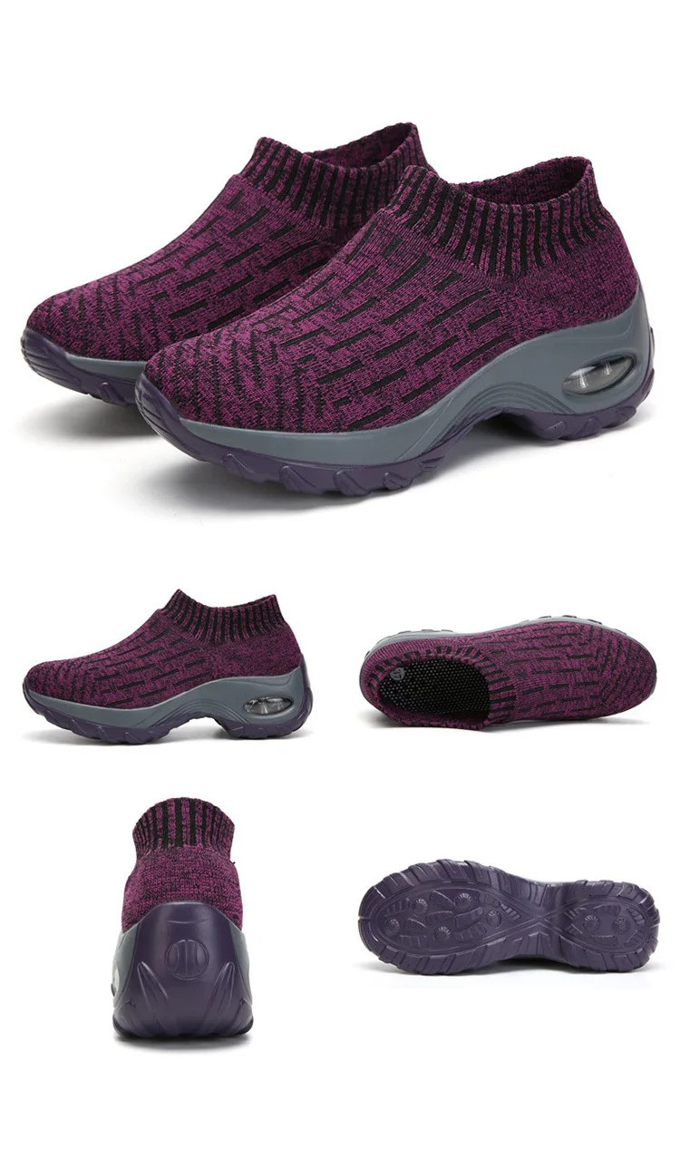 QJ 1827-Flying Weaving Women's Sneakers Spring Autumn Woman Platforms Stocking Flats Shoes-10