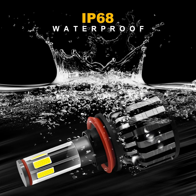 EURS Car Headlight Dual color H4 LED Bulb H7 LED H1 9012 H11 9006 9005 360 degree 6 sides 8000LM 60w Fog Light Bulb 6000k