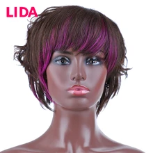 Lida, индийские человеческие волосы Remy, машинка для изготовления, дерзкий кудрявый парик, плотность 150%, 6320MN, короткие человеческие волосы, парик смешанных цветов для женщин