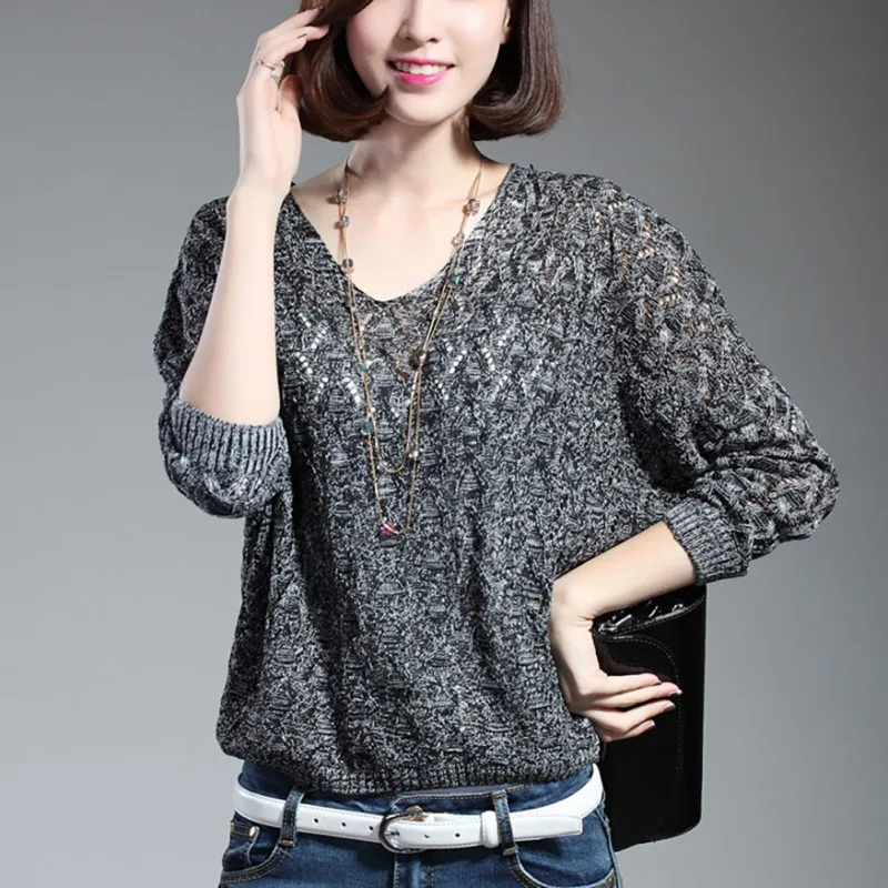 Hot Sale Autumn Women V Neck Sweater Pullover Casual Long Sleeve Fashion Hollow Out Sweater Woolen Knitted Bat Sleeve Sweaters Hot Sale Autumn Women V Neck Sweater Pullover Casual Long Sleeve Fashion Hollow Out Sweater Woolen Knitted Bat Sleeve Sweaters