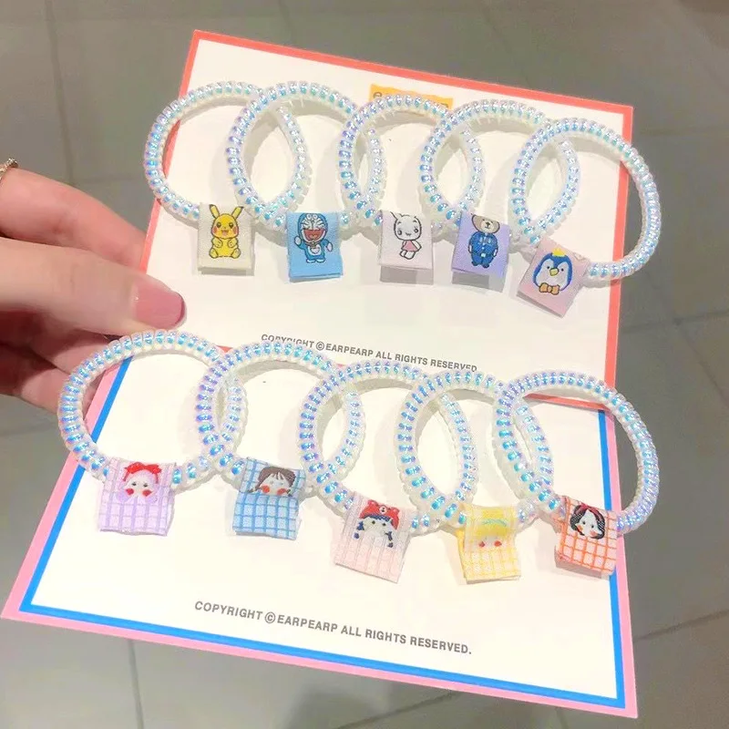 Cartoon Patten Hair Tie Cute Accessories Band Telephone Wire Rope Elastic Rubber |