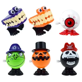 

6Pcs Wind-Up Toy Jumping Toy Halloween Christmas Gift For Children Orange Purple Ghost Teeth Pumpkin Pirates Head Witch Eyeball
