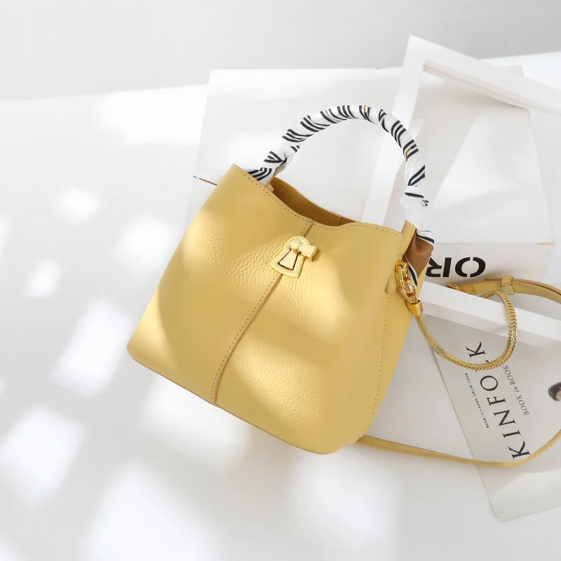 

Fashion handbag chain female genuine leather women bags ladies bucket bag leather shoulder bag GN-SB-stwhkd