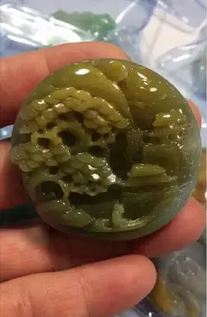 

Genuine Myanmar jade two-side hand-carved landscape jade pendant jade necklace women men pendants necklaces jadeite jade jewelry